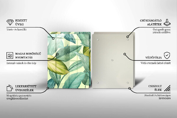 Herdabdeckplatte glas Grüne tropische Blätter