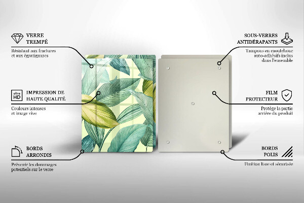 Herdabdeckplatte glas Grüne tropische Blätter