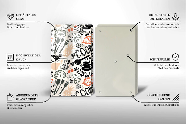 Herdabdeckplatte glas Cartoon-Küchenmotiv