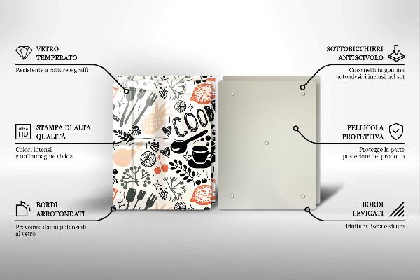 Herdabdeckplatte glas Cartoon-Küchenmotiv