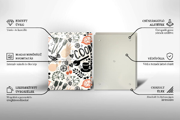 Herdabdeckplatte glas Cartoon-Küchenmotiv