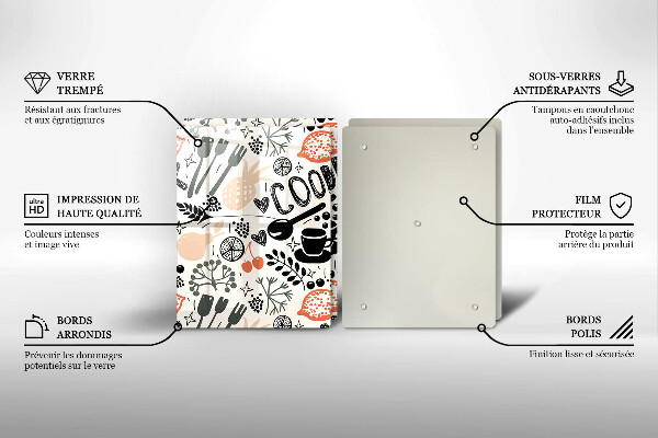 Herdabdeckplatte glas Cartoon-Küchenmotiv