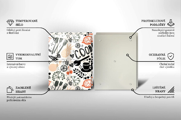 Herdabdeckplatte glas Cartoon-Küchenmotiv