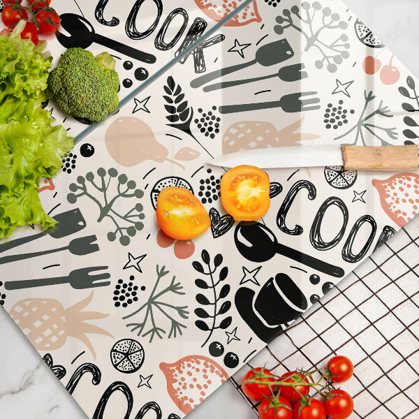 Herdabdeckplatte glas Cartoon-Küchenmotiv