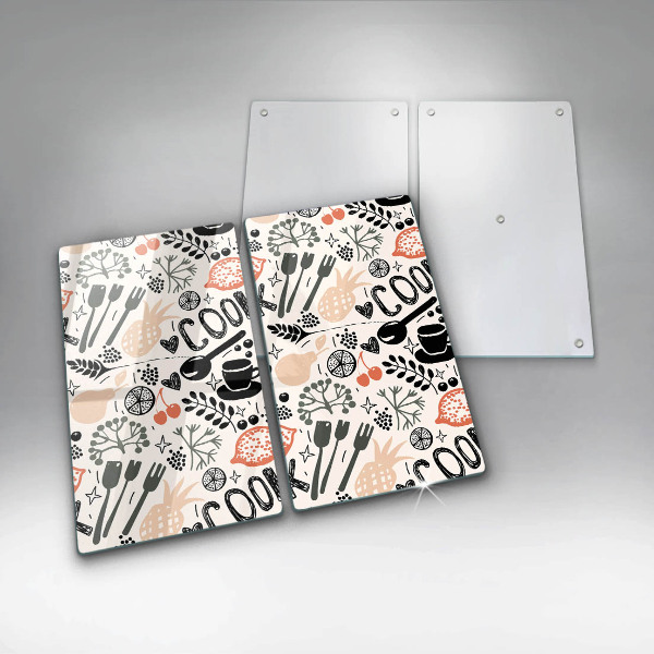 Herdabdeckplatte glas Cartoon-Küchenmotiv