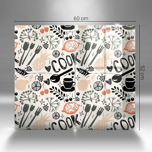 Herdabdeckplatte glas Cartoon-Küchenmotiv