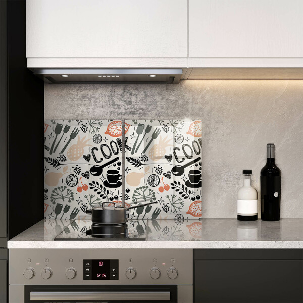 Herdabdeckplatte glas Cartoon-Küchenmotiv