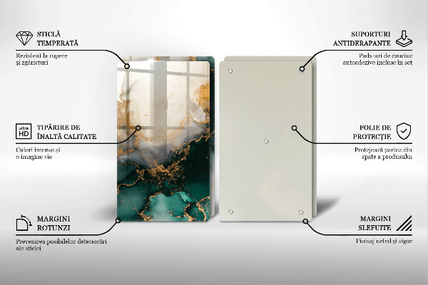 Herdabdeckplatte glas Mehrfarbiger Marmor