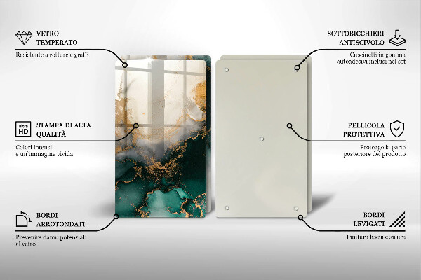 Herdabdeckplatte glas Mehrfarbiger Marmor