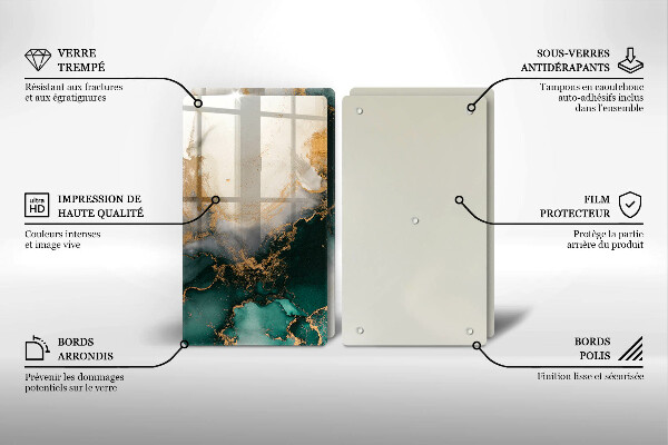 Herdabdeckplatte glas Mehrfarbiger Marmor