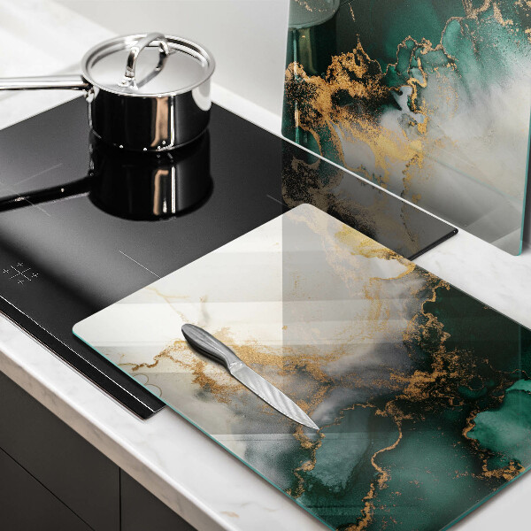 Herdabdeckplatte glas Mehrfarbiger Marmor