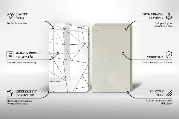 Herdabdeckplatte glas Weiße Dreiecke