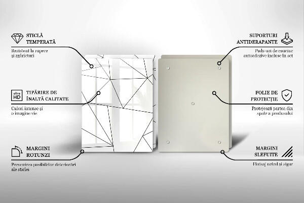 Herdabdeckplatte glas Weiße Dreiecke