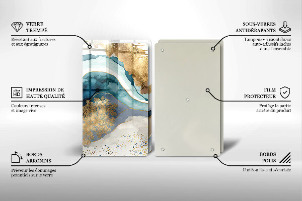 Herdabdeckplatte glas Bunter Marmor