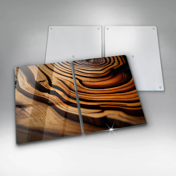 Herdabdeckplatte glas Holzstumpf