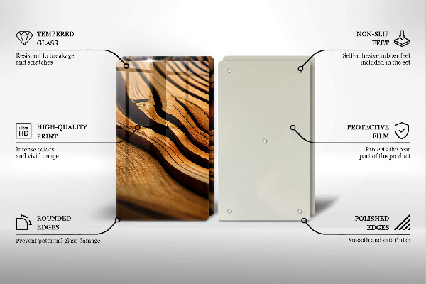 Herdabdeckplatte glas Holzstumpf