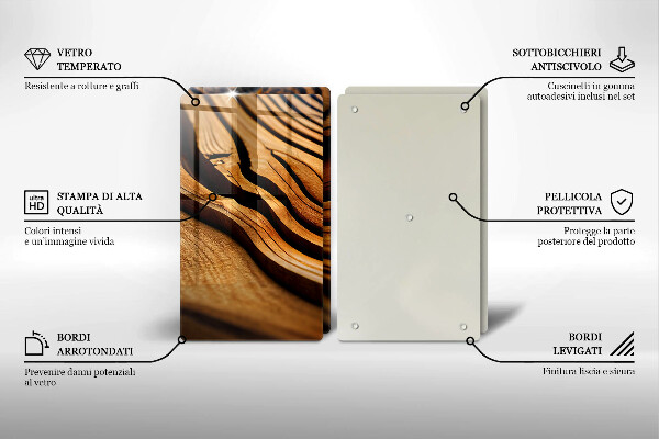 Herdabdeckplatte glas Holzstumpf