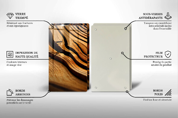 Herdabdeckplatte glas Holzstumpf