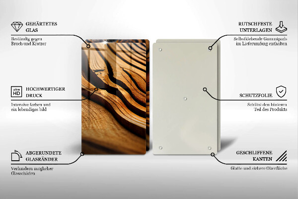 Herdabdeckplatte glas Holzstumpf
