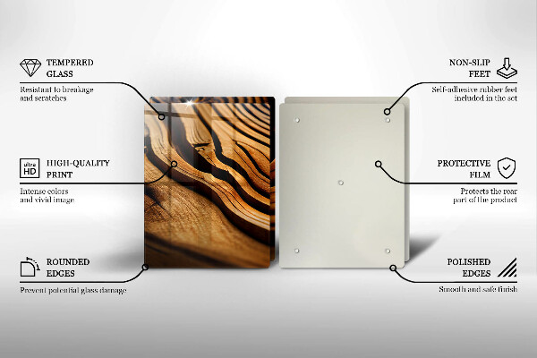 Herdabdeckplatte glas Holzstumpf