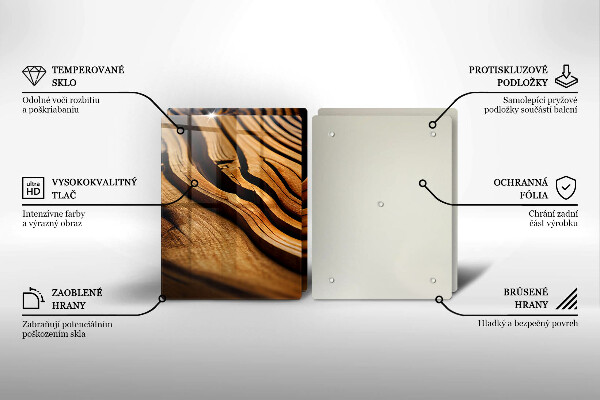 Herdabdeckplatte glas Holzstumpf