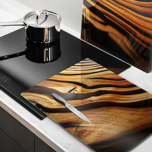 Herdabdeckplatte glas Holzstumpf