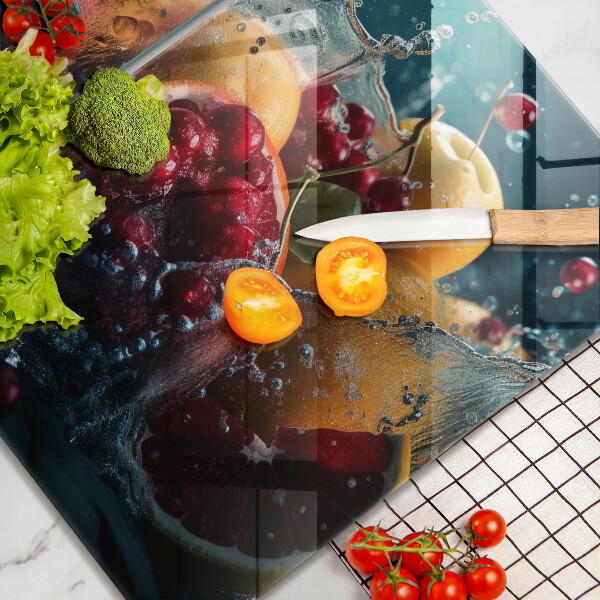 Herdabdeckplatte glas Früchte im Wasser