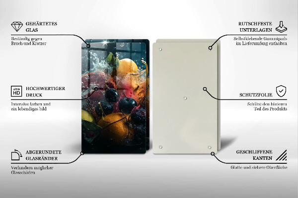 Herdabdeckplatte glas Früchte im Wasser