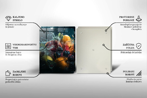 Herdabdeckplatte glas Früchte im Wasser