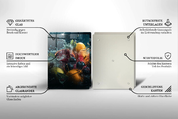 Herdabdeckplatte glas Früchte im Wasser