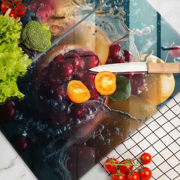 Herdabdeckplatte glas Früchte im Wasser