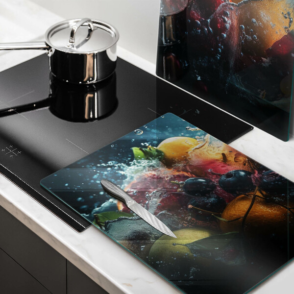 Herdabdeckplatte glas Früchte im Wasser