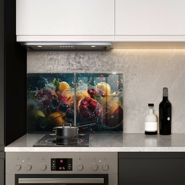 Herdabdeckplatte glas Früchte im Wasser