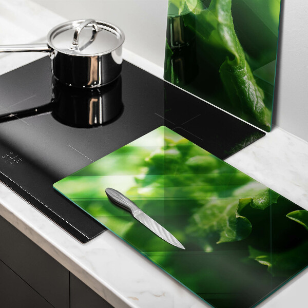 Herdabdeckplatte glas Salatblätter