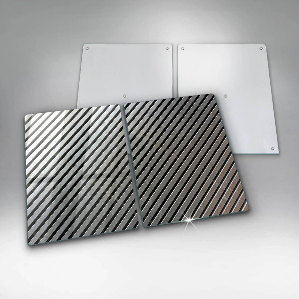 Herdabdeckplatte glas Metalllinien