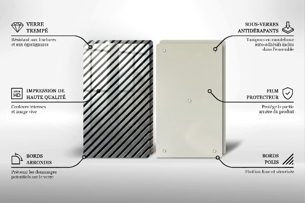 Herdabdeckplatte glas Metalllinien