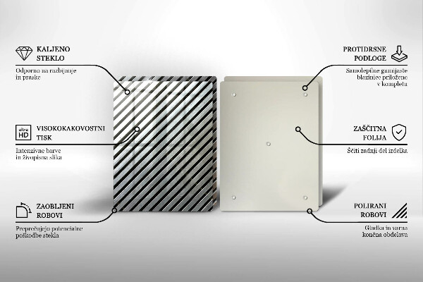 Herdabdeckplatte glas Metalllinien