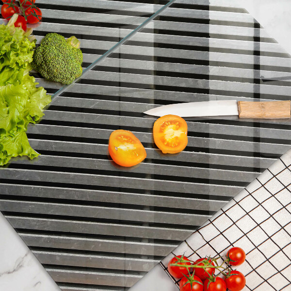 Herdabdeckplatte glas Metalllinien