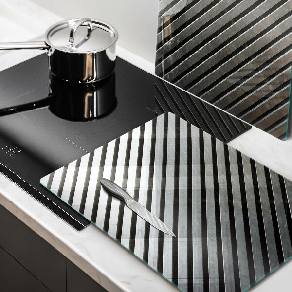 Herdabdeckplatte glas Metalllinien