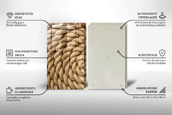 Herdabdeckplatte glas Aufgewickeltes Seil