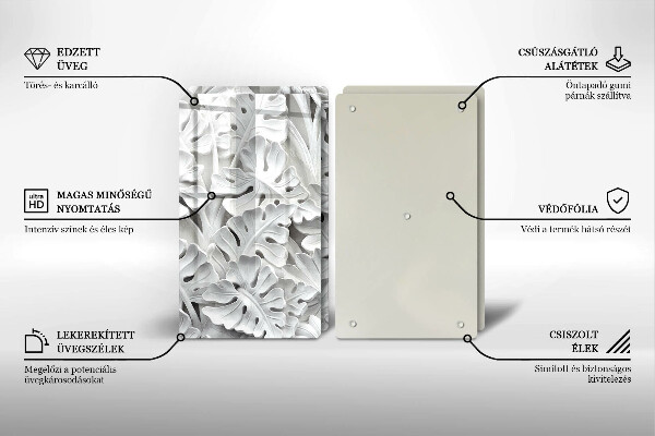 Herdabdeckplatte glas weiße Blumen