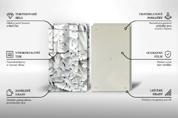 Herdabdeckplatte glas weiße Blumen