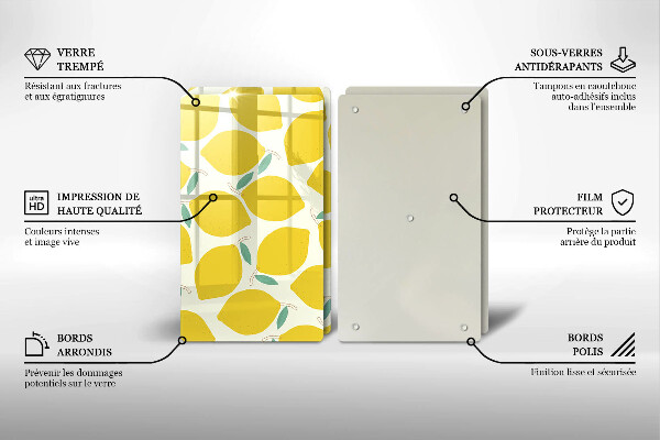 Herdabdeckplatte glas Cartoon-Zitronen