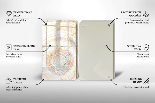 Herdabdeckplatte glas Holzstruktur