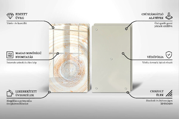 Herdabdeckplatte glas Holzstruktur