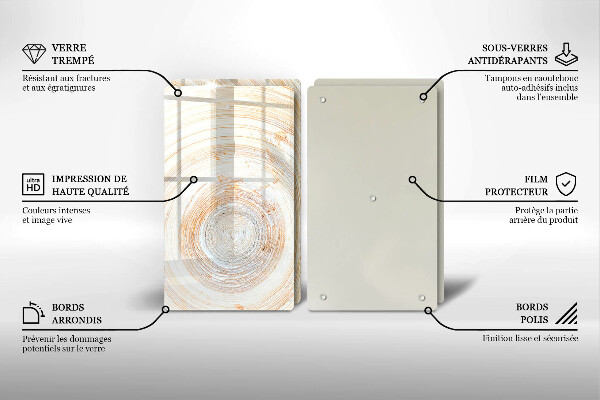 Herdabdeckplatte glas Holzstruktur
