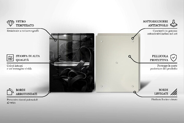 Herdabdeckplatte glas Schwarze Tagliatelle-Nudeln