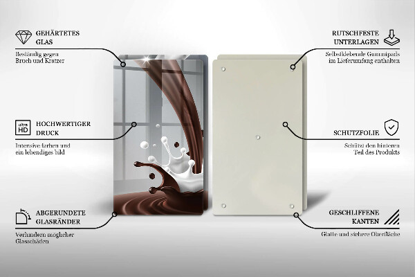 Herdabdeckplatte glas Milch und Schokolade