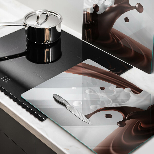 Herdabdeckplatte glas Milch und Schokolade