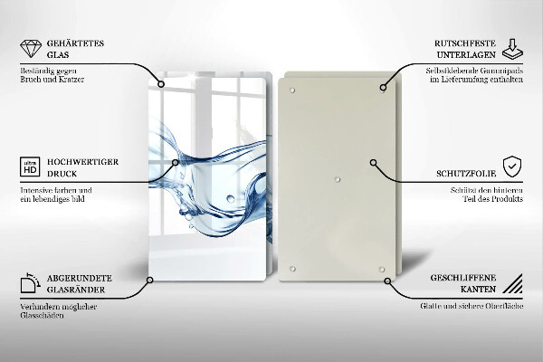 Herdabdeckplatte glas Kristallwasser